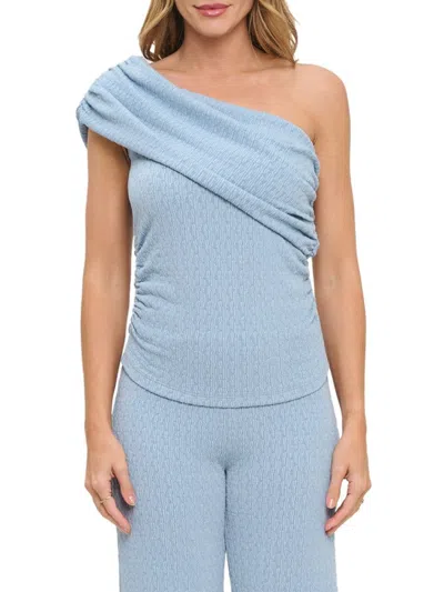 Renee C Women's Textured One-shoulder Top In Blue