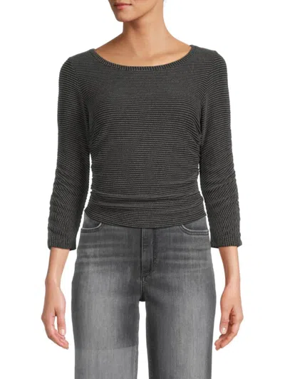 Renee C Women's Textured Ruched Knit Top In Charcoal