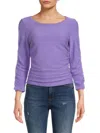 Renee C Women's Textured Ruched Knit Top In Purple