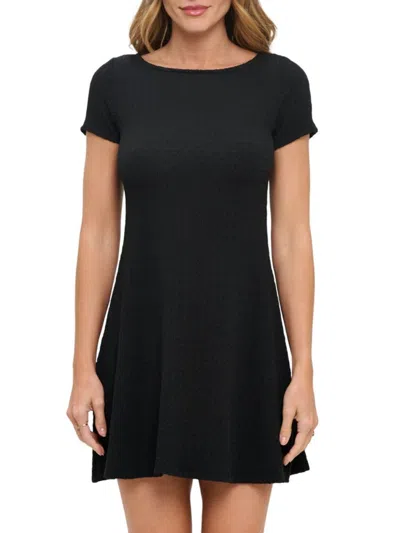 Renee C Women's Textured Short-sleeve Minidress In Black