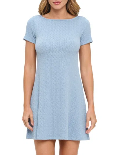 Renee C Women's Textured Short-sleeve Minidress In Blue