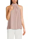 Renee C Women's Textured Stripe Top In Mauve