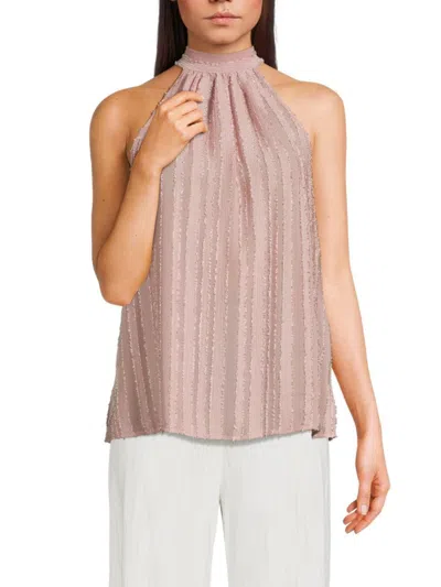 Renee C Women's Textured Stripe Top In Mauve