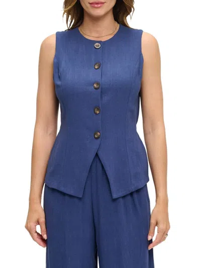 Renee C Women's Textured Vest In Blue
