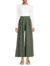 Renee C Women's Textured Wide Leg Pants In Olive