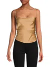 Renee C Women's Tie Back Satin Crop Top In Gold