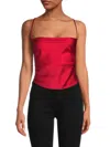 Renee C Women's Tie Back Satin Crop Top In Red