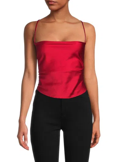 Renee C Women's Tie Back Satin Crop Top In Red