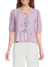 Renee C Women's Tie Front Blouse In Lavender