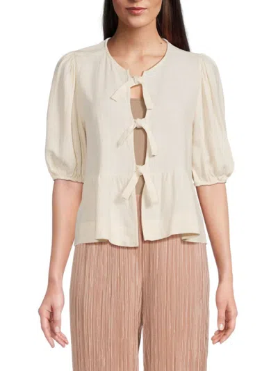 RENEE C WOMEN'S TIE FRONT BLOUSE