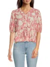Renee C Women's Tie Front Blouse In Pink