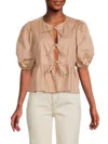 Renee C Women's Tie Front Blouse In Taupe