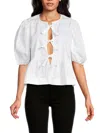 Renee C Women's Tie Front Blouse In White