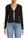 Renee C Women's Tie Front Cropped Cardigan In Black