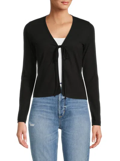 Renee C Women's Tie Front Cardigan In Black