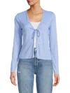 Renee C Women's Tie Front Cropped Cardigan In Blue