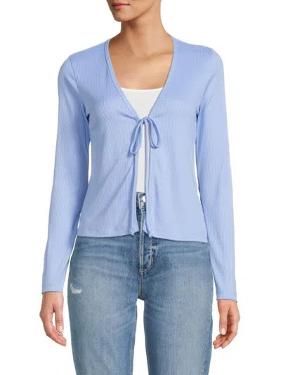 Renee C Women's Tie Front Cardigan In Blue