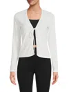 Renee C Women's Tie Front Cropped Cardigan In Ivory