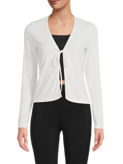 Renee C Women's Tie Front Cropped Cardigan In Ivory