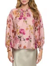 Renee C Women's Tie Neck Ruffled Blouse In Mauve