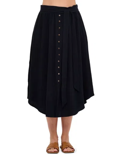 Renee C Women's Tie-waist Midi-skirt In Black