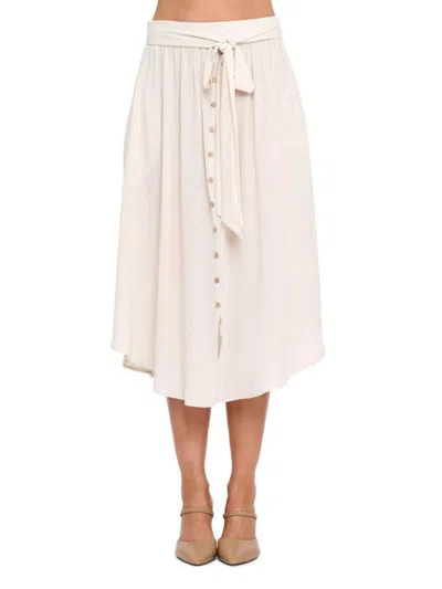 Renee C Women's Tie-waist Midi-skirt In Linen