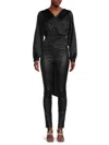 Renee C Women's Tie Waist Satin Crop Top In Black