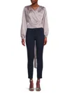 Renee C Women's Tie Waist Satin Crop Top In Lavender
