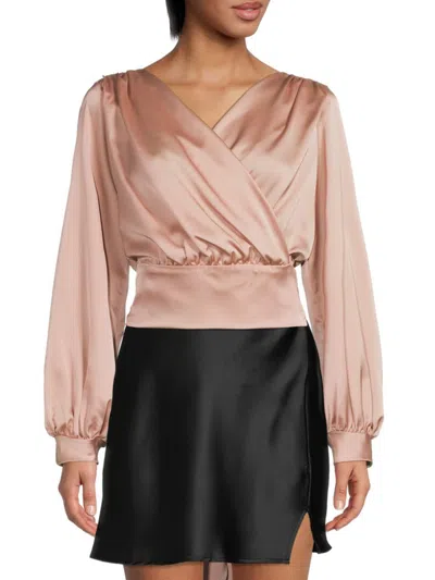 Renee C Women's Tie Waist Satin Crop Top In Rose
