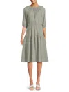Renee C Pleated Tiered Cotton Dress In Sage