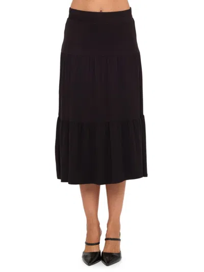 Renee C Women's Tiered Jersey Midi-skirt In Black