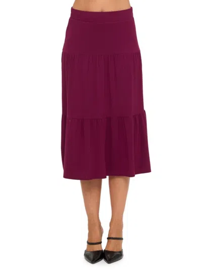 Renee C Women's Tiered Jersey Midi-skirt In Burgundy