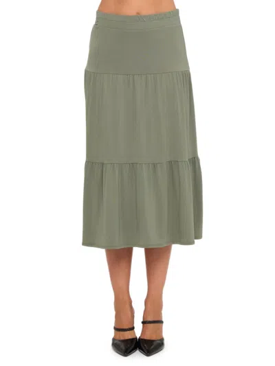 Renee C Women's Tiered Jersey Midi-skirt In Green