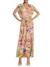 Renee C Women's Tropical Floral Column Maxi Dress In Pink