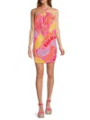 Renee C Women's Tropical Print Halter Mini Dress In Pink Multi