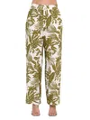 Renee C Women's Tropical Linen Blend Wide-leg Pants In Green Multicolor