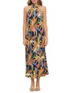 Renee C Women's Tropical Print Halter Midi Dress In Navy