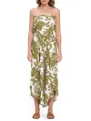 Renee C Women's Tropical Print Linen-blend Jumpsuit In Olive