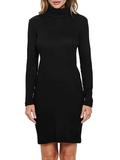 Renee C Women's Turtleneck Bodycon Knee Length Dress In Black