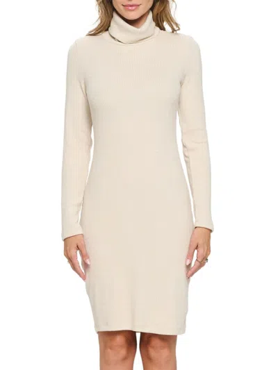Renee C Women's Turtleneck Bodycon Knee Length Dress In Oatmeal