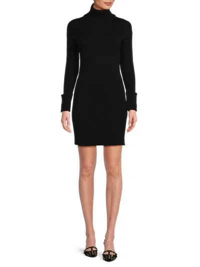 Renee C Women's Turtleneck Bodycon Mini Sweater Dress In Black