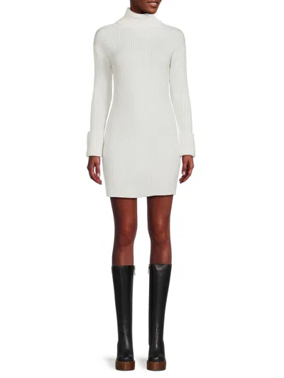 Renee C Women's Turtleneck Bodycon Mini Sweater Dress In Ivory