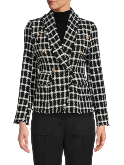Renee C Women's Tweed Checked Blazer In Black
