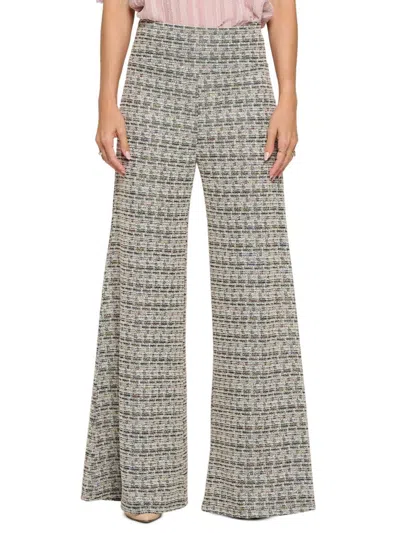 Renee C Women's Tweed Wide Leg Pants In Black