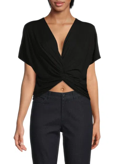 Renee C Women's Twist Front Crop Top In Black