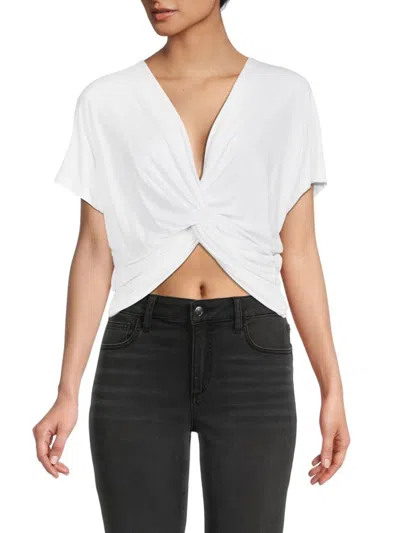 Renee C Women's Twist Front Crop Top In White