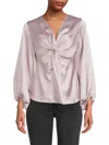 Renee C Women's Twist Front Satin Top In Dusty Lavender