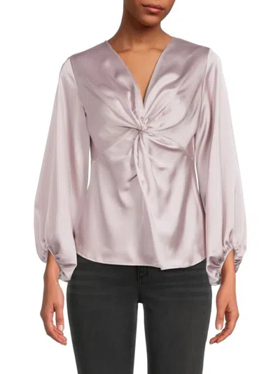 Renee C Women's Twist Front Satin Top In Dusty Lavender