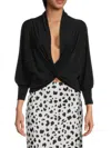 Renee C Women's Twist Plunge Crop Top In Black