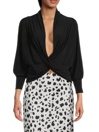 Renee C Women's Twist Plunge Crop Top In Black